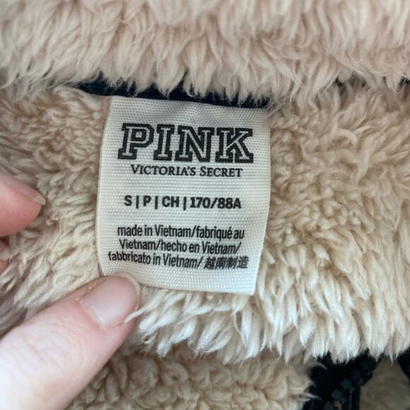 Victoria's Secret PINK Women's S Neutral Cream Soft Teddy Sherpa Cozy Pullover - Picture 6 of 8